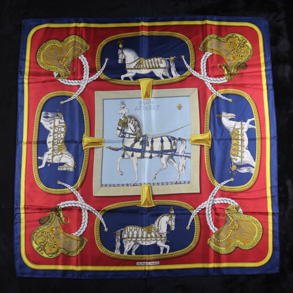 Authentic Hermes Red & Navy Scarf